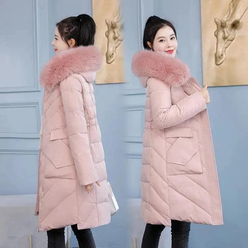 Temperament Slim Women's Warm Pure Color Jacket Nylon Fabric Polyester Fabric Spandex Fabric