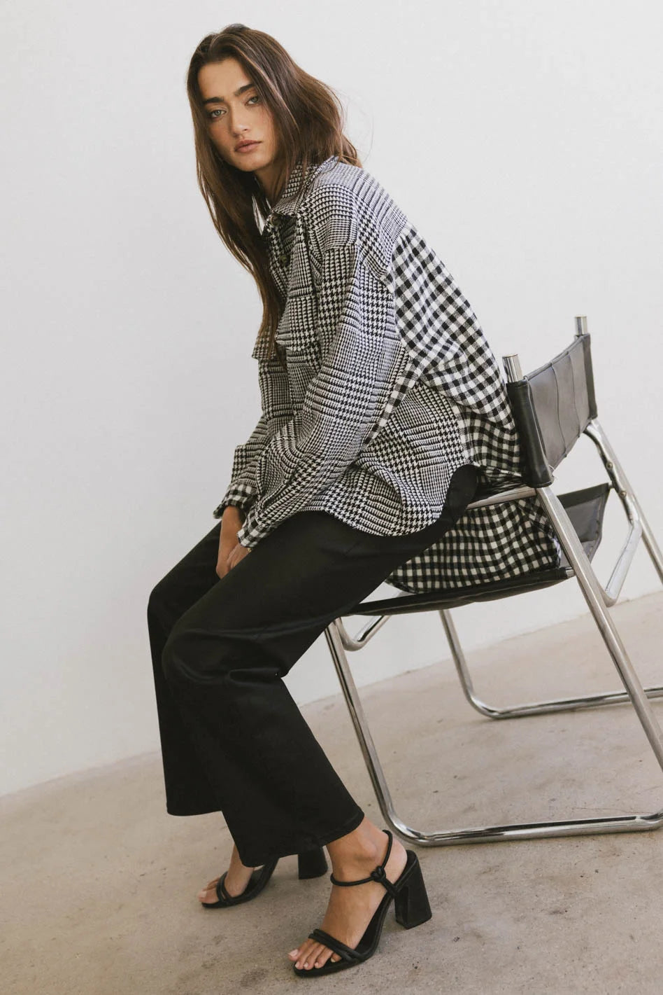 Voss Mixed Media Jacket A-Line Jacket Boat Neck Shawl Collar