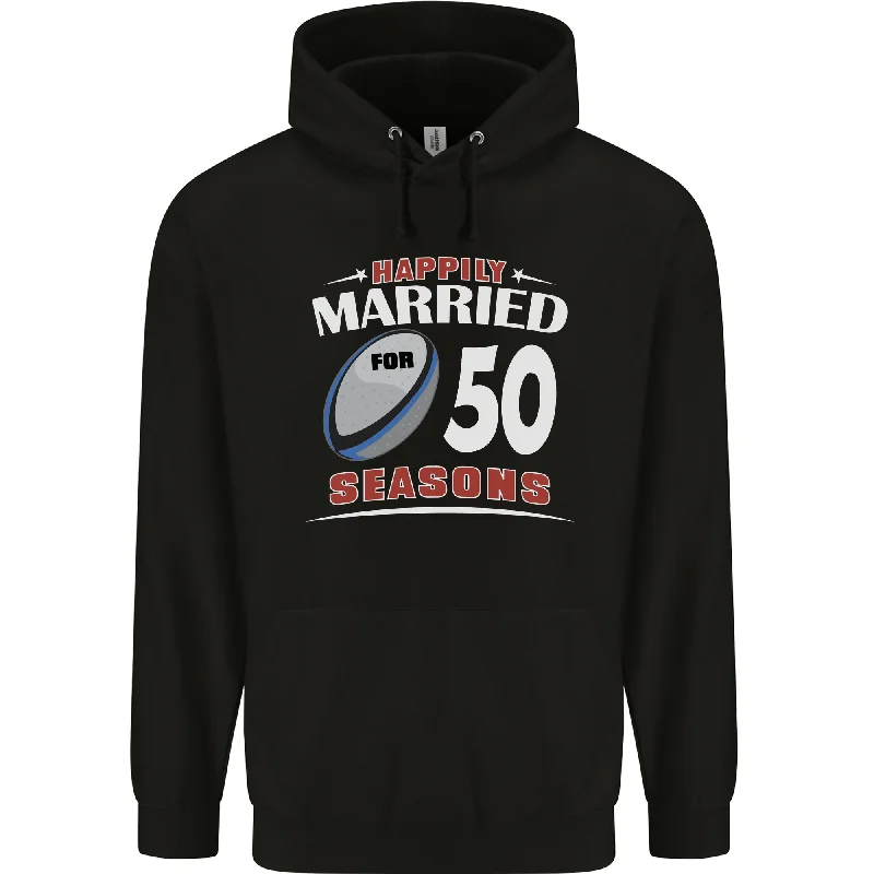 50 Year Wedding Anniversary 50th Rugby Mens 80% Cotton Hoodie Hoodie with Turtle Neck Cozy Winter