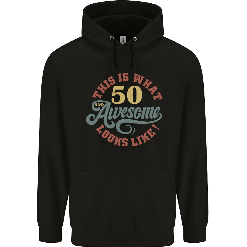 50th Birthday 50 Year Old Awesome Looks Like Mens 80% Cotton Hoodie Hoodie with Applique Textured Unique 50th Birthday 50 Year Old Awesome Looks Like Mens 80% Cotton Hoodie Hoodie with Applique Textured Unique