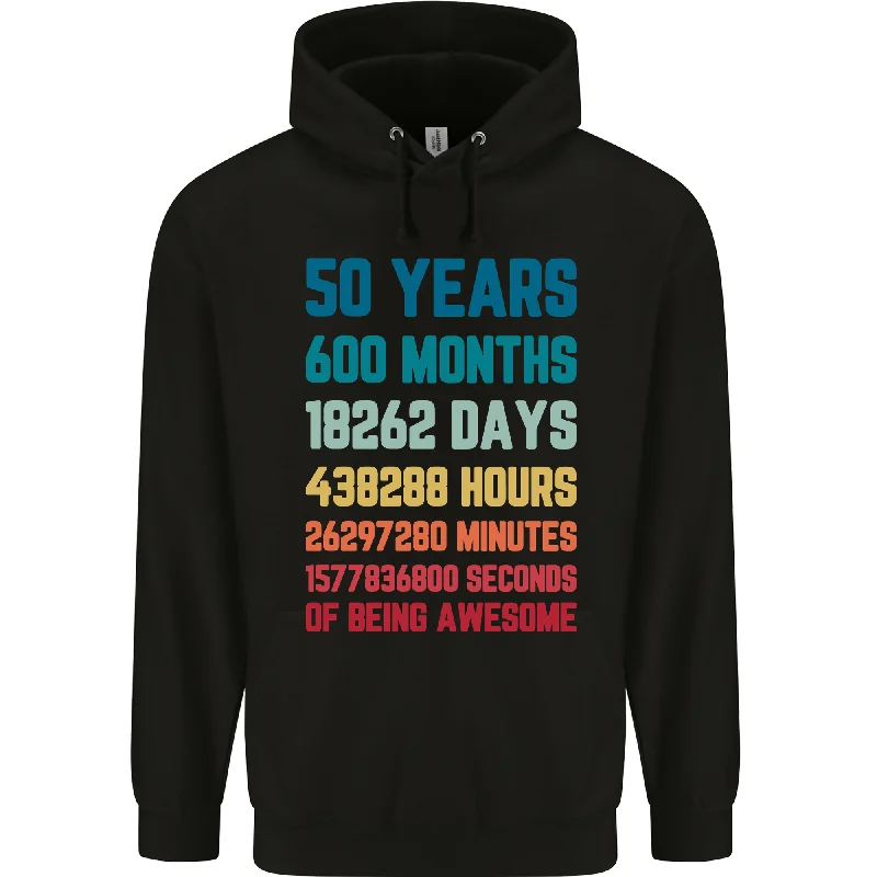50th Birthday 50 Year Old Mens 80% Cotton Hoodie Hoodie with Side Slits Relaxed Casual 50th Birthday 50 Year Old Mens 80% Cotton Hoodie Hoodie with Side Slits Relaxed Casual