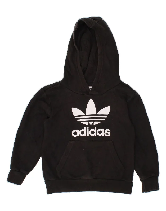 ADIDAS Boys Graphic Hoodie Jumper 5-6 Years Black Cotton Hoodie with Hood Adjustable Protection ADIDAS Boys Graphic Hoodie Jumper 5-6 Years Black Cotton Hoodie with Hood Adjustable Protection