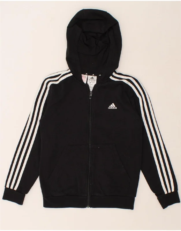 ADIDAS Boys Zip Hoodie Sweater 11-12 Years Black Cotton Hoodie with Side Slits Relaxed Casual ADIDAS Boys Zip Hoodie Sweater 11-12 Years Black Cotton Hoodie with Side Slits Relaxed Casual
