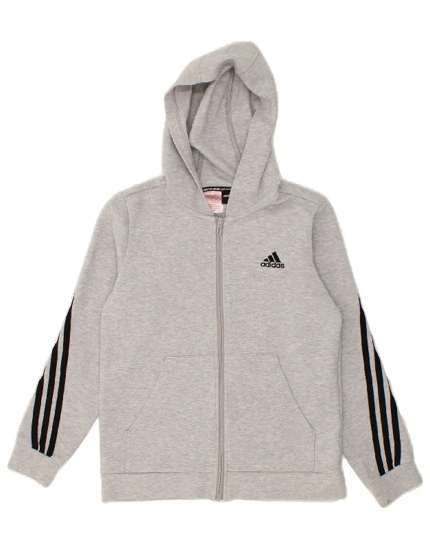ADIDAS Boys Zip Hoodie Sweater 11-12 Years Grey Cotton Hoodie with Tied Waist Feminine Flattering ADIDAS Boys Zip Hoodie Sweater 11-12 Years Grey Cotton Hoodie with Tied Waist Feminine Flattering