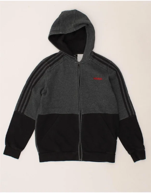ADIDAS Boys Zip Hoodie Sweater 13-14 Years Grey Colourblock Cotton Hoodie with Sequins Glamorous Eye-catching ADIDAS Boys Zip Hoodie Sweater 13-14 Years Grey Colourblock Cotton Hoodie with Sequins Glamorous Eye-catching