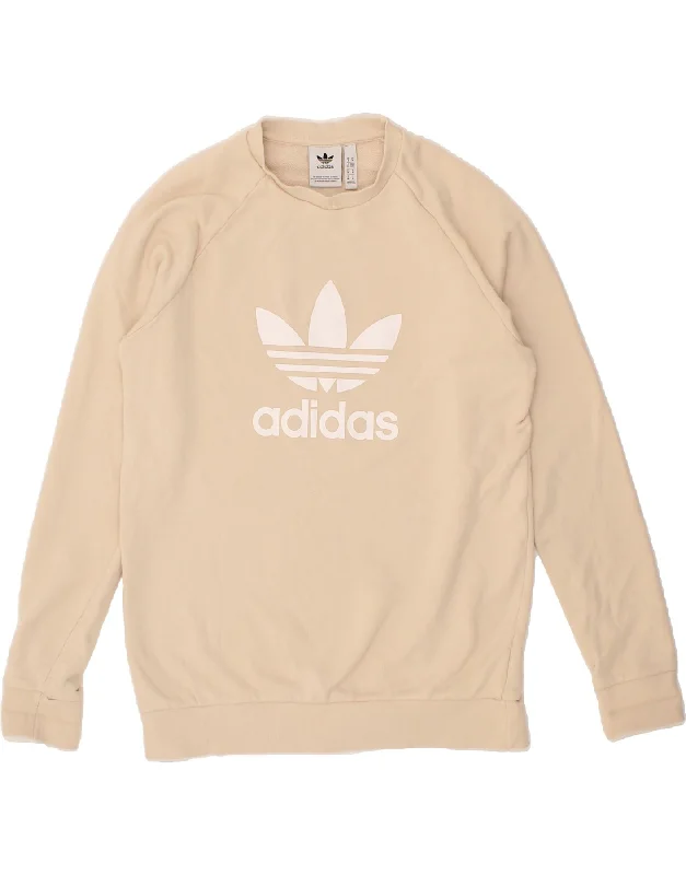 ADIDAS Mens Graphic Sweatshirt Jumper Medium Beige Cotton Hoodie with Button Placket Classic Preppy ADIDAS Mens Graphic Sweatshirt Jumper Medium Beige Cotton Hoodie with Button Placket Classic Preppy
