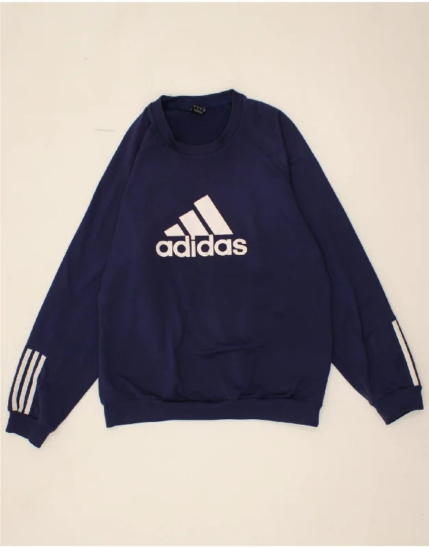 ADIDAS Mens Graphic Sweatshirt Jumper Medium Navy Blue Cotton Hoodie with Hem Ribbing Snug Secure ADIDAS Mens Graphic Sweatshirt Jumper Medium Navy Blue Cotton Hoodie with Hem Ribbing Snug Secure