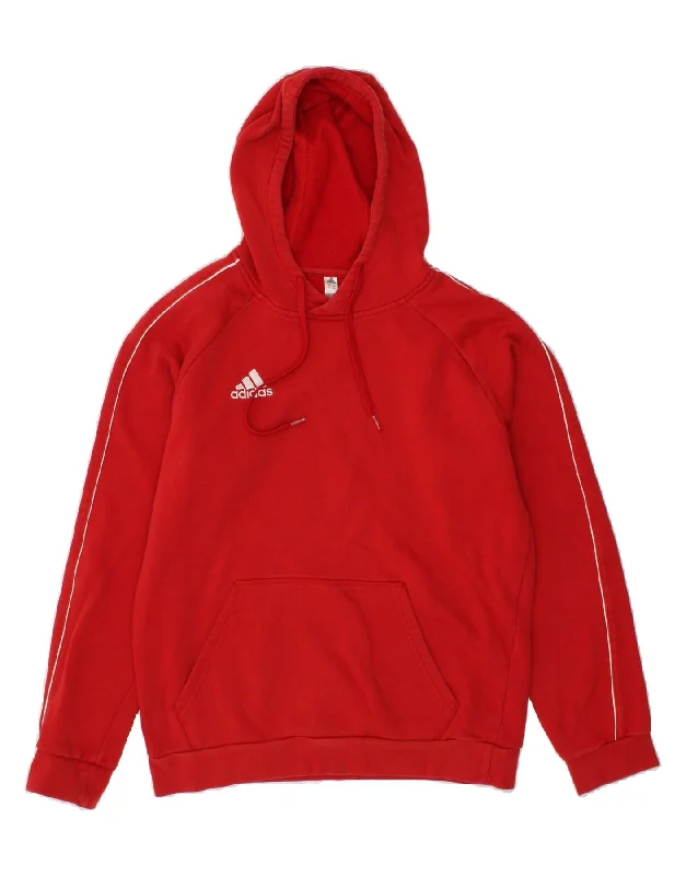 ADIDAS Mens Hoodie Jumper Medium Red Hoodie with Crew Neck Simple Timeless