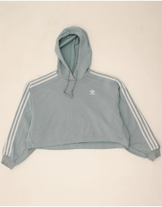 ADIDAS Womens Oversized Crop Hoodie Jumper UK 12 Medium Blue Hoodie with Elastic Waist Stretchable Comfortable ADIDAS Womens Oversized Crop Hoodie Jumper UK 12 Medium Blue Hoodie with Elastic Waist Stretchable Comfortable