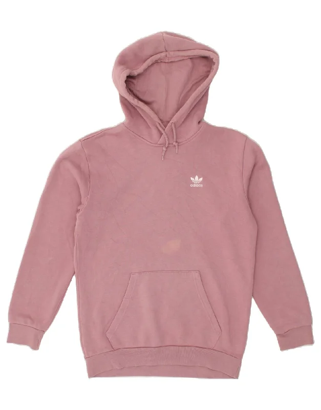 ADIDAS Womens Oversized Hoodie Jumper UK 10 Small Pink Cotton Hoodie with Hem Contrast Bold Stylish ADIDAS Womens Oversized Hoodie Jumper UK 10 Small Pink Cotton Hoodie with Hem Contrast Bold Stylish