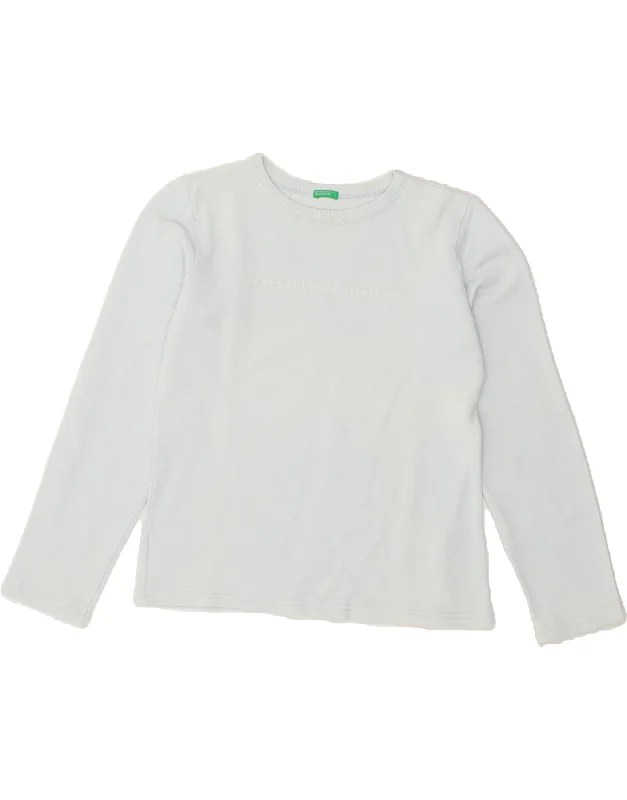 BENETTON Girls Graphic Sweatshirt Jumper 11-12 Years XL Blue Cotton Hoodie with Embroidery Detailed Premium BENETTON Girls Graphic Sweatshirt Jumper 11-12 Years XL Blue Cotton Hoodie with Embroidery Detailed Premium
