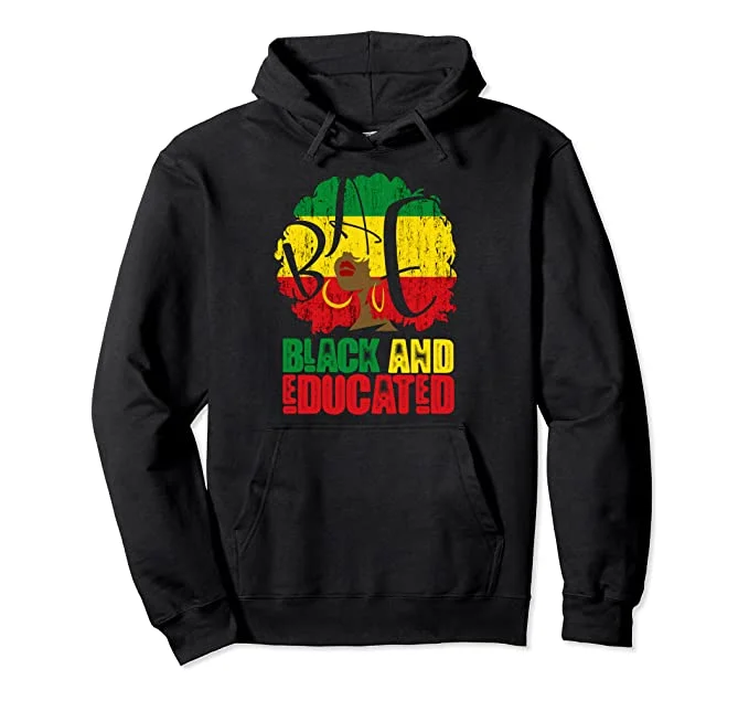 Black and Educated Afro Hoodie Hoodie with Cuffed Sleeves Snug Secure