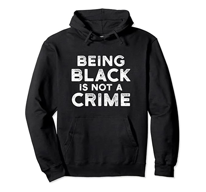 Black Is Not A Crime Hoodie Hoodie with Batwing Sleeves Loose Dramatic