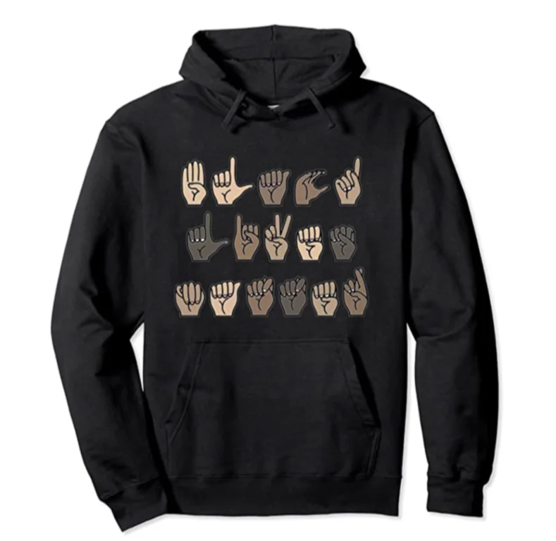 BLM Sign Language Hoodie Hoodie with Oversized Fit Loose Comfortable