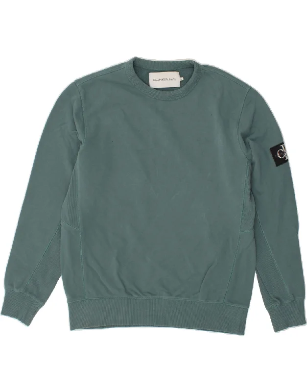 CALVIN KLEIN JEANS Mens Graphic Sweatshirt Jumper Medium Green Cotton Hoodie with Raw Hem Edgy Unfinished CALVIN KLEIN JEANS Mens Graphic Sweatshirt Jumper Medium Green Cotton Hoodie with Raw Hem Edgy Unfinished