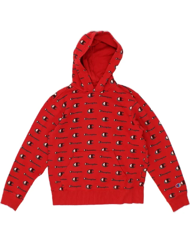 CHAMPION Boys Graphic Hoodie Jumper 12-13 Years Medium Red Cotton Hoodie with Longline Fit Extended Stylish CHAMPION Boys Graphic Hoodie Jumper 12-13 Years Medium Red Cotton Hoodie with Longline Fit Extended Stylish