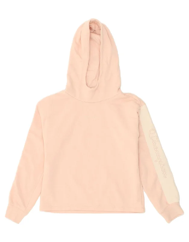 CHAMPION Girls Graphic Hoodie Jumper 13-14 Years XL Pink Colourblock Hoodie with Pastel Soft Subtle CHAMPION Girls Graphic Hoodie Jumper 13-14 Years XL Pink Colourblock Hoodie with Pastel Soft Subtle