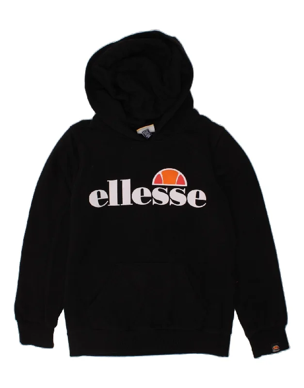 ELLESSE Boys Graphic Hoodie Jumper 8-9 Years Black Cotton Hoodie with Hidden Zipper Minimalist Clean ELLESSE Boys Graphic Hoodie Jumper 8-9 Years Black Cotton Hoodie with Hidden Zipper Minimalist Clean