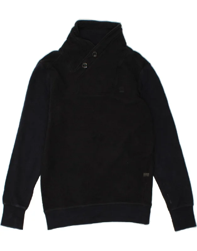 G-STAR Mens Shawl Neck Sweatshirt Jumper Medium Black Cotton Hoodie with Pattern Geometric Abstract G-STAR Mens Shawl Neck Sweatshirt Jumper Medium Black Cotton Hoodie with Pattern Geometric Abstract