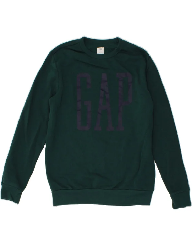 GAP Womens Graphic Sweatshirt Jumper UK 14 Medium Green Cotton Hoodie with Ribbed Cuffs Snug Fit Comfort GAP Womens Graphic Sweatshirt Jumper UK 14 Medium Green Cotton Hoodie with Ribbed Cuffs Snug Fit Comfort