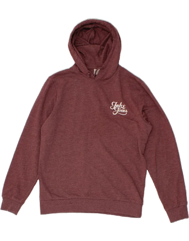 JACK & JONES Mens Hoodie Jumper Medium Maroon Polyester Hoodie with Typography Text Message JACK & JONES Mens Hoodie Jumper Medium Maroon Polyester Hoodie with Typography Text Message