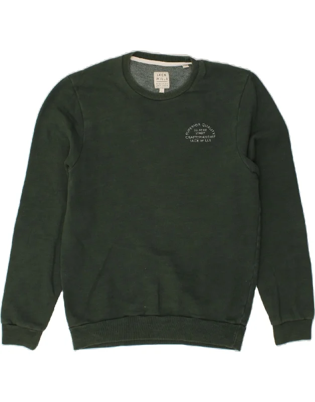 JACK WILLS Mens Sweatshirt Jumper Small Green Hoodie Dress Longline Feminine