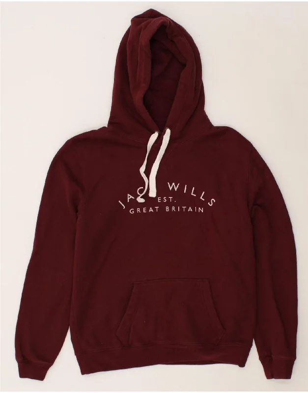 JACK WILLS Womens Graphic Hoodie Jumper UK 18 XL Burgundy Cotton Hoodie with Drop Shoulder Relaxed Streetwear JACK WILLS Womens Graphic Hoodie Jumper UK 18 XL Burgundy Cotton Hoodie with Drop Shoulder Relaxed Streetwear