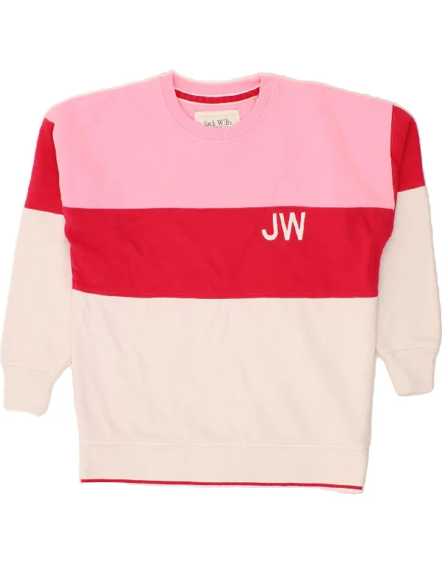 JACK WILLS Womens Oversized Sweatshirt Jumper UK 10 Small Pink Hoodie with Drawcord Adjustable Secure JACK WILLS Womens Oversized Sweatshirt Jumper UK 10 Small Pink Hoodie with Drawcord Adjustable Secure