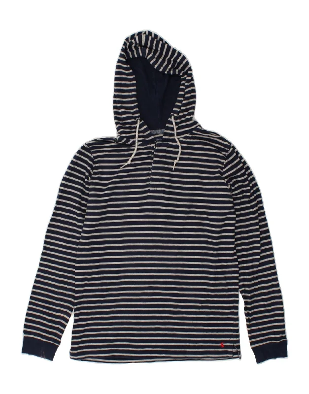 JOULES Mens Hoodie Jumper Small Navy Blue Striped Hoodie with Mock Neck Collared Structured JOULES Mens Hoodie Jumper Small Navy Blue Striped Hoodie with Mock Neck Collared Structured