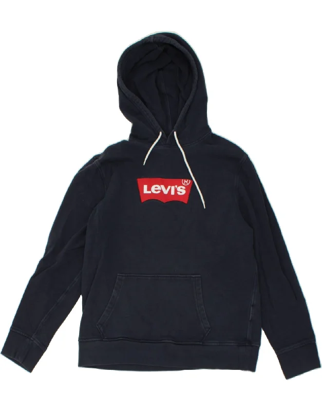 LEVI'S Womens Graphic Hoodie Jumper UK 18 XL Navy Blue Cotton Hoodie Dress Longline Feminine LEVI'S Womens Graphic Hoodie Jumper UK 18 XL Navy Blue Cotton Hoodie Dress Longline Feminine