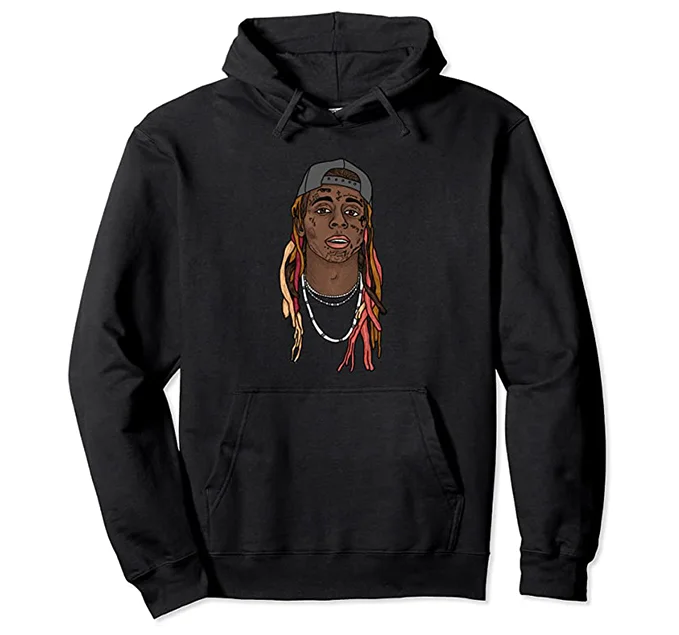 Lil Wayne Illustrated Hoodie Hoodie with Neon Bright Vibrant