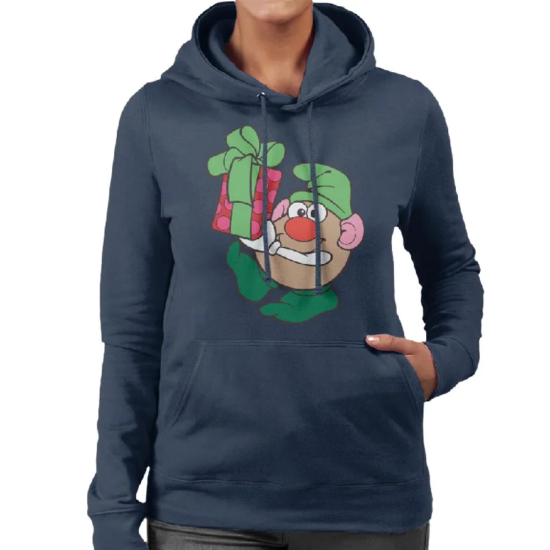 Mr Potato Head Christmas Festive Elf Women's Hooded Sweatshirt Hoodie with Camouflage Military Edgy Mr Potato Head Christmas Festive Elf Women's Hooded Sweatshirt Hoodie with Camouflage Military Edgy