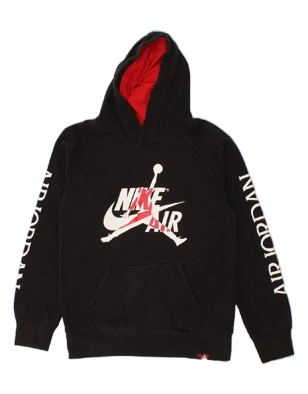 NIKE Boys Graphic Hoodie Jumper 12-13 Years Large Black Cotton Hoodie with Drawstring Waist Adjustable Fitted NIKE Boys Graphic Hoodie Jumper 12-13 Years Large Black Cotton Hoodie with Drawstring Waist Adjustable Fitted