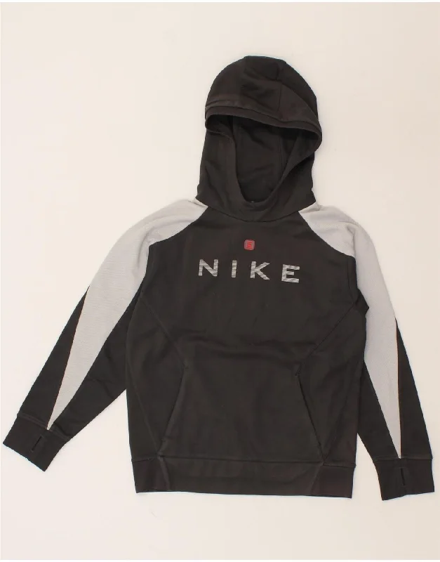NIKE Boys Graphic Hoodie Jumper 9-10 Years Medium Grey Colourblock Hoodie with Hem Raw Edge Edgy Unfinished NIKE Boys Graphic Hoodie Jumper 9-10 Years Medium Grey Colourblock Hoodie with Hem Raw Edge Edgy Unfinished