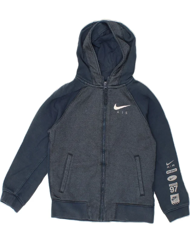 NIKE Boys Graphic Zip Hoodie Sweater 10-11 Years Medium Blue Colourblock Hoodie with Pocket Utility Practical NIKE Boys Graphic Zip Hoodie Sweater 10-11 Years Medium Blue Colourblock Hoodie with Pocket Utility Practical