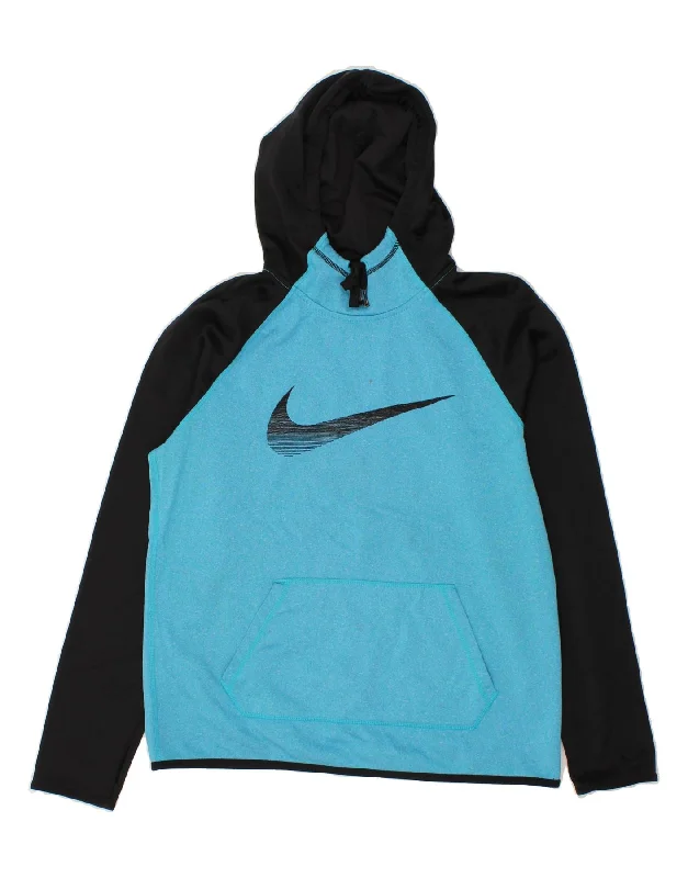 NIKE Boys Therma-Fit Graphic Hoodie Jumper 10-11 Years Medium Blue Hoodie with Logo Branding Identity NIKE Boys Therma-Fit Graphic Hoodie Jumper 10-11 Years Medium Blue Hoodie with Logo Branding Identity