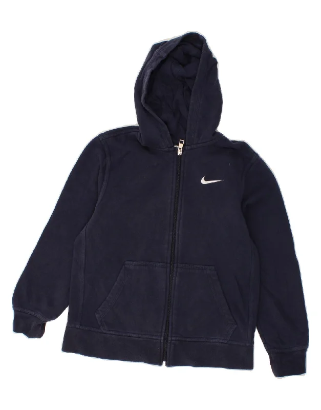 NIKE Boys Zip Hoodie Sweater 10-11 Years Medium Navy Blue Cotton Hoodie Crop Top Short Trendy NIKE Boys Zip Hoodie Sweater 10-11 Years Medium Navy Blue Cotton Hoodie Crop Top Short Trendy