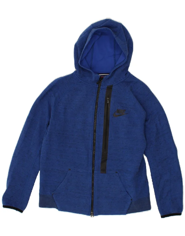 NIKE Boys Zip Hoodie Sweater 13-14 Years XL Blue Flecked Hoodie with Mesh Breathable Sporty NIKE Boys Zip Hoodie Sweater 13-14 Years XL Blue Flecked Hoodie with Mesh Breathable Sporty