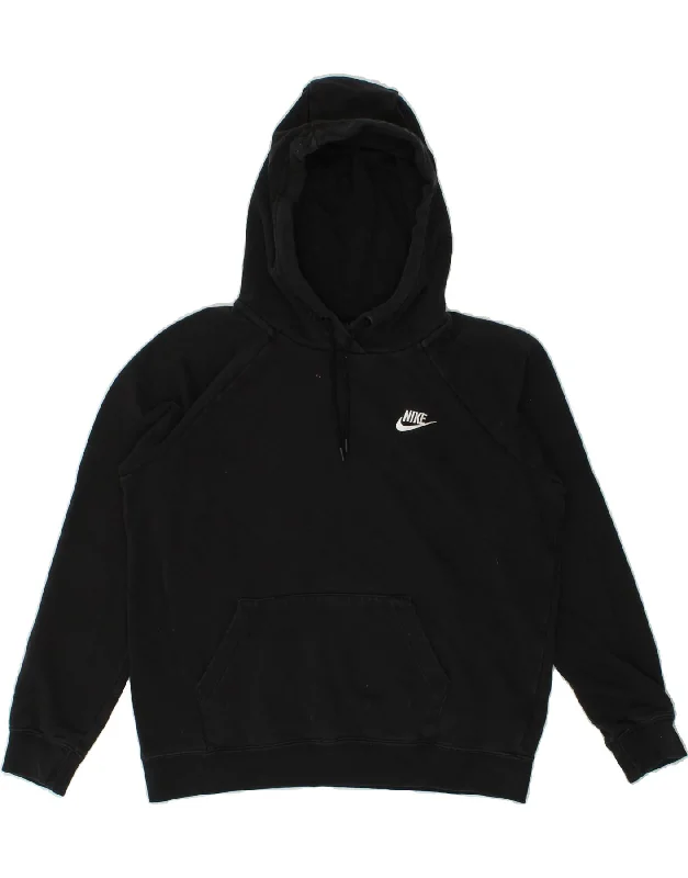 NIKE Womens Oversized Hoodie Jumper UK 14 Medium Black Cotton Hoodie with Hem Patch Decorative Personalized NIKE Womens Oversized Hoodie Jumper UK 14 Medium Black Cotton Hoodie with Hem Patch Decorative Personalized