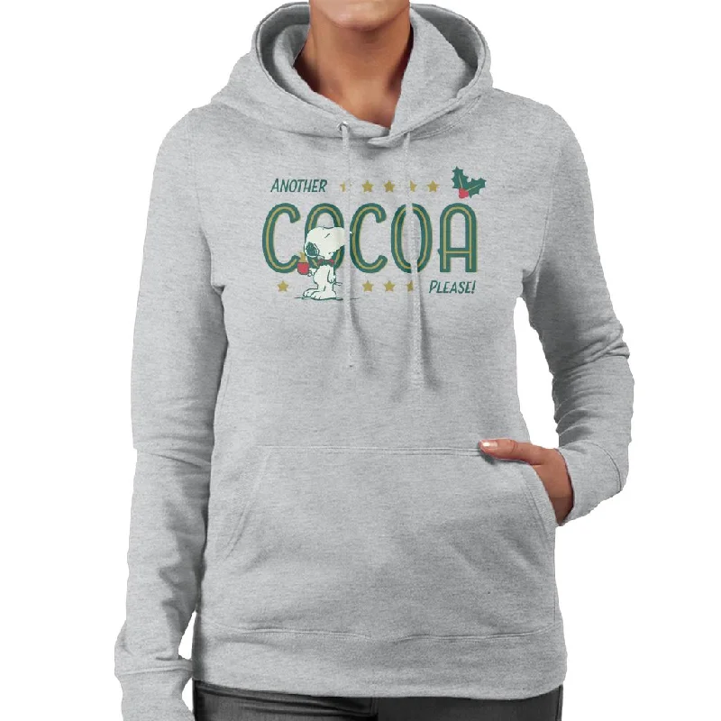 Peanuts Christmas Snoopy Another Cocoa Please Women's Hooded Sweatshirt Hoodie with High Neck Warm Protective