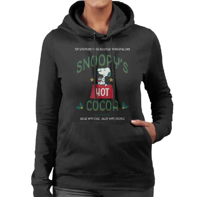 Peanuts Christmas Snoopy's Hot Cocoa Women's Hooded Sweatshirt Hoodie with Bell Sleeves Flared Feminine