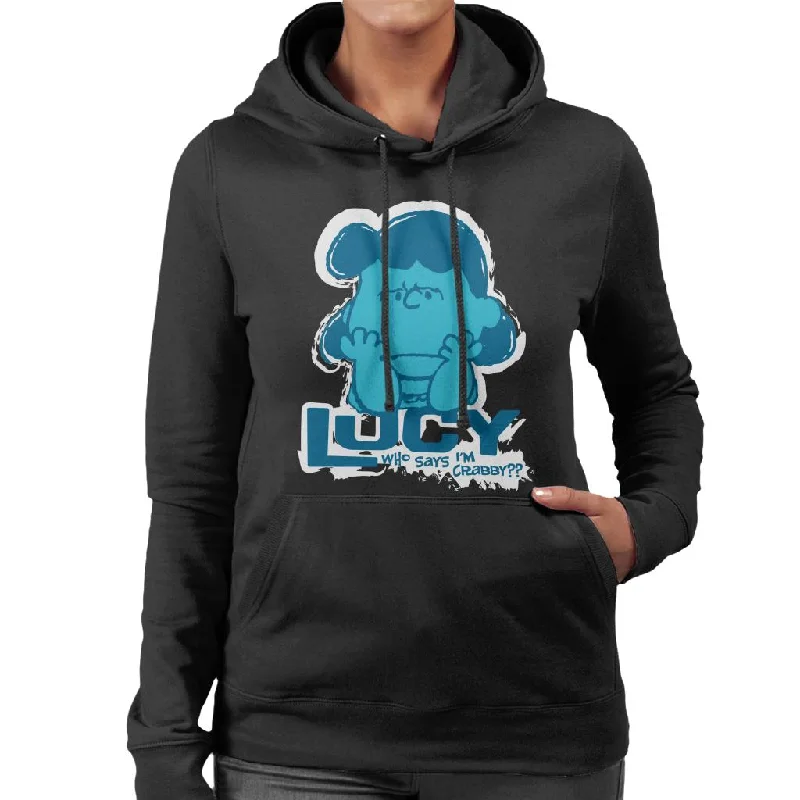 Peanuts Lucy Van Pelt Who Says Im Crabby Women's Hooded Sweatshirt Hoodie with Camouflage Military Edgy Peanuts Lucy Van Pelt Who Says Im Crabby Women's Hooded Sweatshirt Hoodie with Camouflage Military Edgy