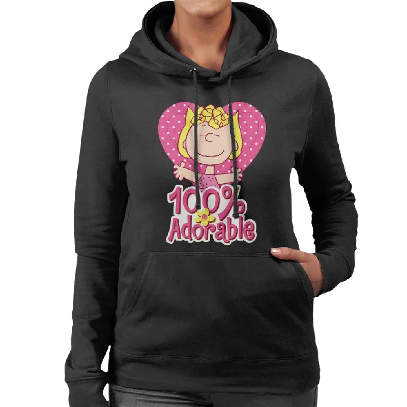 Peanuts Sally Brown Pink And Adorable Women's Hooded Sweatshirt Hoodie with Pastel Soft Subtle Peanuts Sally Brown Pink And Adorable Women's Hooded Sweatshirt Hoodie with Pastel Soft Subtle
