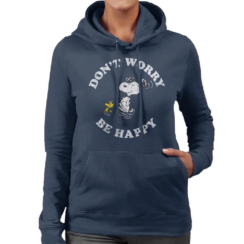 Peanuts Snoopy And Woodstock Dont Worry Be Happy Women's Hooded Sweatshirt Graphic Hoodie Design Print Peanuts Snoopy And Woodstock Dont Worry Be Happy Women's Hooded Sweatshirt Graphic Hoodie Design Print