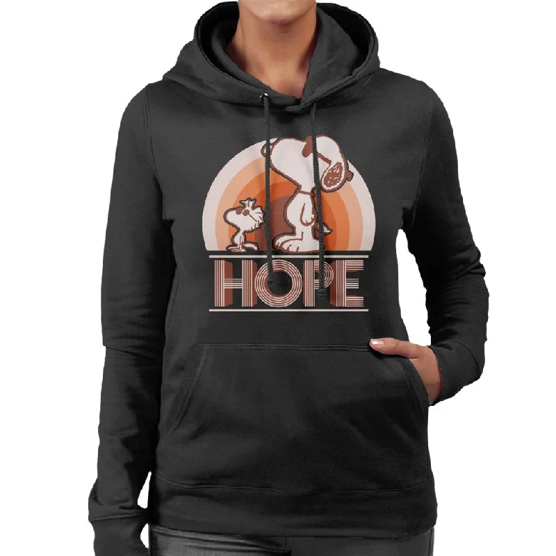 Peanuts Snoopy And Woodstock Hope Women's Hooded Sweatshirt Hoodie with Thumb Holes Functional Cozy