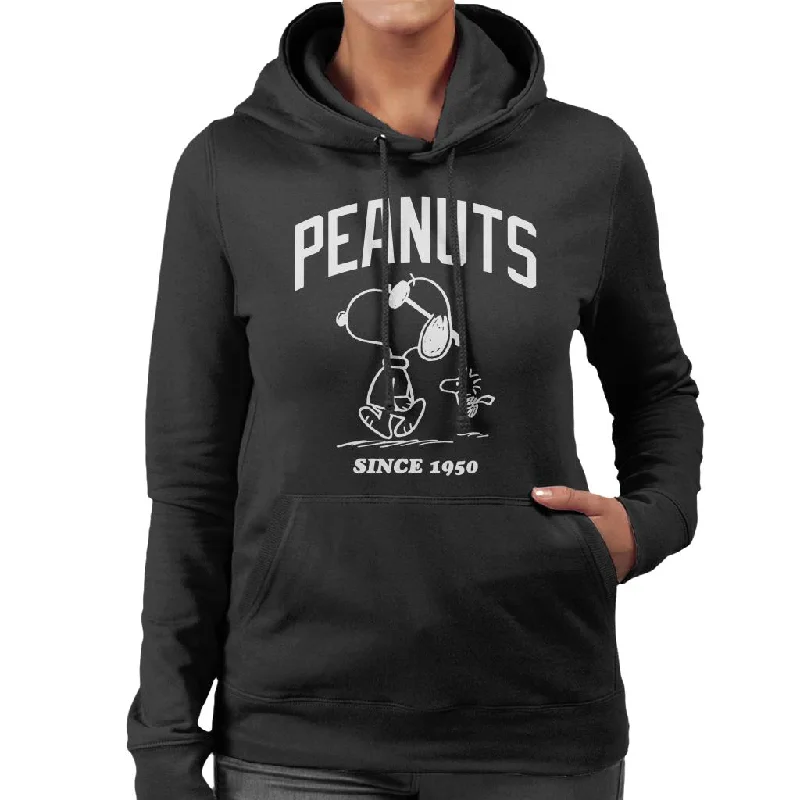 Peanuts Snoopy And Woodstock Outline Women's Hooded Sweatshirt Hoodie with Strings Custom Fit Adjustable Peanuts Snoopy And Woodstock Outline Women's Hooded Sweatshirt Hoodie with Strings Custom Fit Adjustable