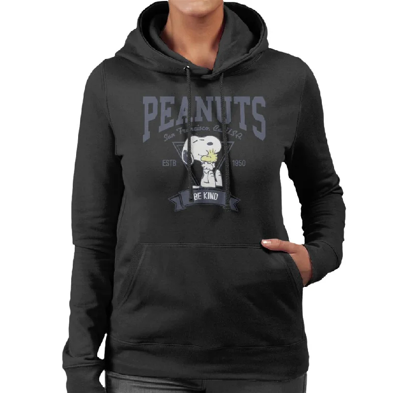 Peanuts Snoopy And Woodstock San Francisco Be Kind Women's Hooded Sweatshirt Hoodie with Puffed Sleeves Voluminous Trendy
