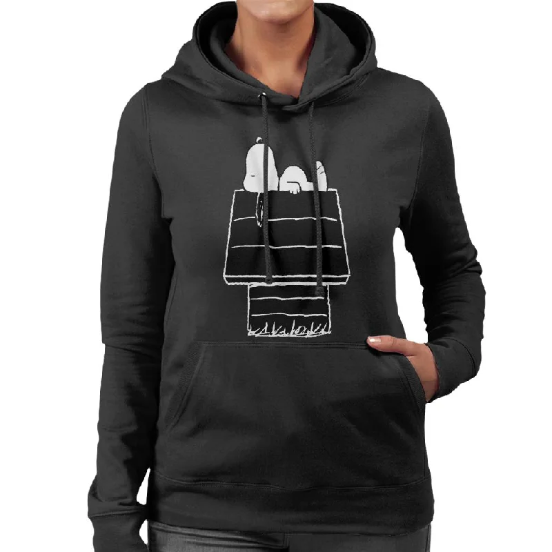 Peanuts Snoopy Black And White Kennel Women's Hooded Sweatshirt Hoodie with Lace Feminine Delicate Peanuts Snoopy Black And White Kennel Women's Hooded Sweatshirt Hoodie with Lace Feminine Delicate