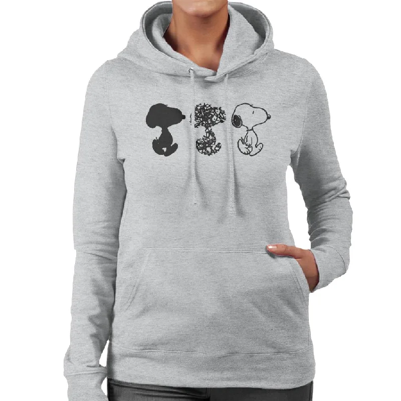 Peanuts Snoopy Black And White Trio Women's Hooded Sweatshirt Hoodie with Lining Warm Insulated Peanuts Snoopy Black And White Trio Women's Hooded Sweatshirt Hoodie with Lining Warm Insulated