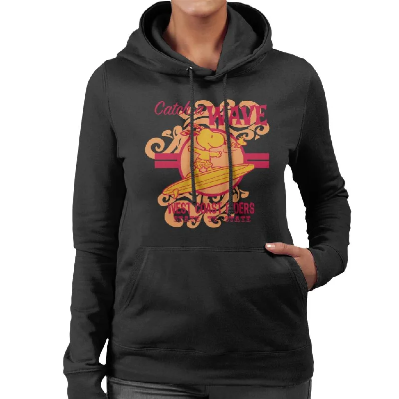 Peanuts Snoopy Catch A Wave Women's Hooded Sweatshirt Hoodie with Cropped Fit Short Trendy Peanuts Snoopy Catch A Wave Women's Hooded Sweatshirt Hoodie with Cropped Fit Short Trendy